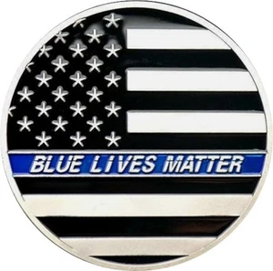BLUE LIVES MATTER Police Challenge Coin in plastic capsule Thin Blue Line LEO - Picture 1 of 4