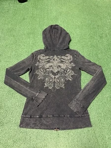 Vintage Y2K Urban X Lightweight Thermo Hoodie Large Black Wings Strass MARK - Bild 1 von 17