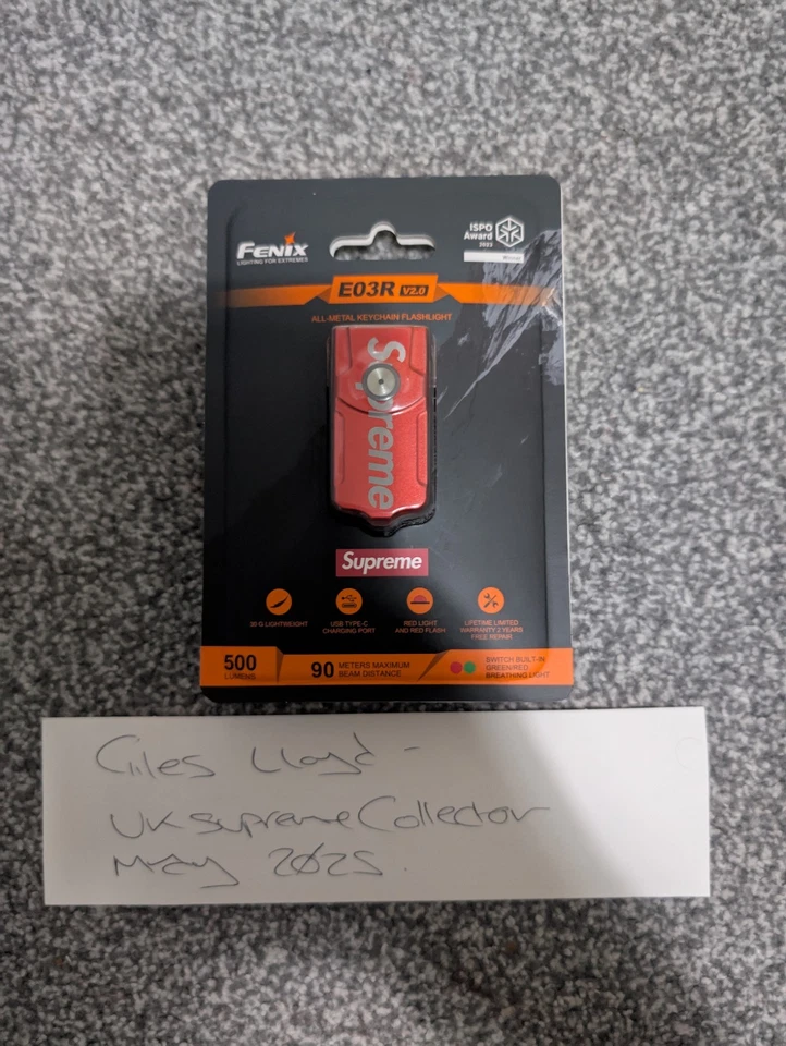 Supreme x Fenix E03R Flashlight Keychain (Red) - Image 1 of 2