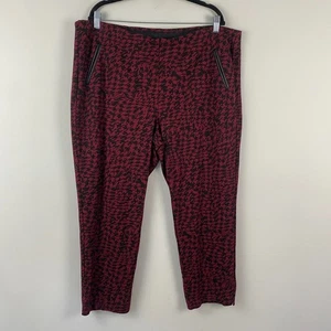 Chicos So Slimming Juliet Slim Leg Ankle Pants 4 US 20 2XL Red Black Houndstooth - Picture 1 of 11