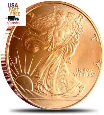 Cobre fino Walking Liberty 1 onça Avdp 999 - Imagem 1 de 4