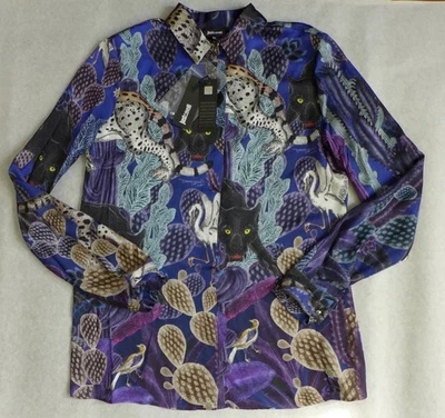 Blusa Camisa Estampada Jaguar JUST CAVALLI Para Mujer Talla 44 Hecha en Italia Foto 1 de 4