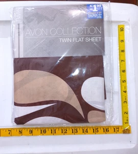 Avon collection flat twin sheet set wrapped brown pattern - Picture 1 of 3