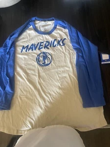 Men's Dallas Mavericks Luka Doncic Fanatics Cream/Navy 3/4 Sleeve T-Shirt 2XL - Picture 1 of 6