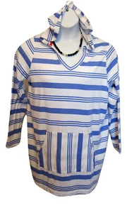 Hoodie Tunic Shirt Plus Size 14W 16W M XL Knit Top Woman Within Striped Hoody - Picture 1 of 7