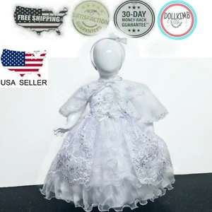 Vestido para Bautizo de niÑa con el papa y la virgen. Baptism Dresses Baby GIRL - Picture 1 of 34