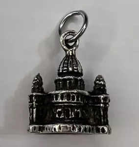 800 Sterling Silver Retro Charm Pendant Saint Paul’s Cathedral Taj Mahal Domed - Picture 1 of 9