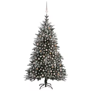 NNEVL Artificial Christmas Tree LED&Ball Set&Flocked Snow 210 cm PVC&PE - Picture 1 of 5