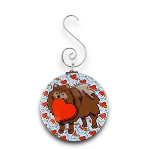 Mini adorno marrón Pomerania día de San Valentín hecho a mano decoración navideña regalo - Imagen 1 de 20