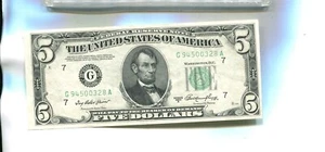 1950 A $5 CHICAGO ILLINOIS CURRENCY NOTE CH CU 3797R - Picture 1 of 1
