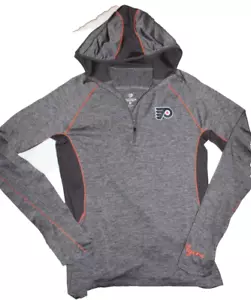Felpa con cappuccio Philadelphia Flyers donna quarto zip grigio medio attetico - Foto 1 di 10