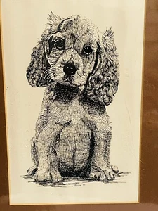 Arte de perro cachorro vintage dibujo firmado por Artist Park 79 - Imagen 1 de 3