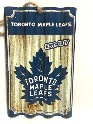 "Adorno de metal corrugado Toronto Maple Leafs NHL hockey aproximadamente 3x5""" Foto 1 de 3