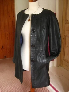 NEXT Langer Ledermantel 10 8 Retro Line Swing Mac Soft 60er Twiggy Damen TRENCH - Bild 1 von 15