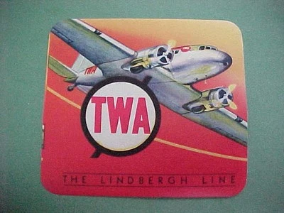 Etiqueta adesiva de bagagem de companhia aérea original 1937 TWA THE LINDBERGH LINE Ex+ Cond. - Imagem 1 de 4