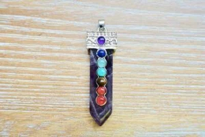 All Healer Amethyst Stone Quartz 7 Chakra Pendant Healing Protection Reiki Yoga - Picture 1 of 5