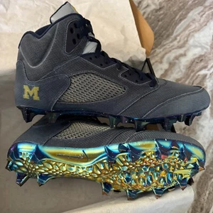 Jordan 5 Menace Football Cleats sz 14 Player Exclusive PE Promo Sample Michigan - Picture 1 of 5