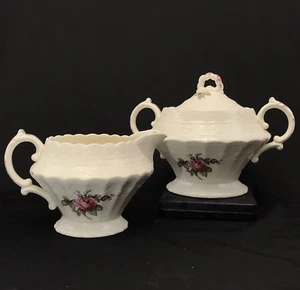 Jarra crema/crema Spode Copeland's 'Billingsley Rose' y azucarero cubierto - Imagen 1 de 15