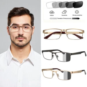 Metall Herren photochrome Übergangs-Lesebrille rechteckige Leser +1,0 ~ 4,0 - Bild 1 von 14