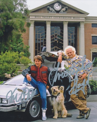 MICHAEL J FOX & CHRISTOPHER LLOYD Signed BACK TO THE FUTURE 8x10 BECKETT J68666 Cover
