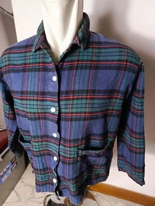 CABBAGES AND ROSES Plaid Shirt London Button Up Long Sleeve Blue Green Collar L - Picture 1 of 7