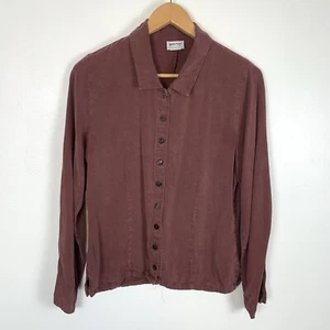 Vintage Habitat Kleidung zum Leben in Knopfleiste Tencel-Mischung Größe Medium Merlot Wein - Bild 1 von 6