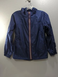 LL Bean Boys Size 10 Hooded Navy Blue Long Sleeve Windbreaker Jacket K12 - Picture 1 of 9