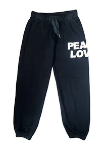 Flowers By Zoe Girls Rayon Black Peace Love Jogger Sweatpants Size M(8) - Picture 1 of 3