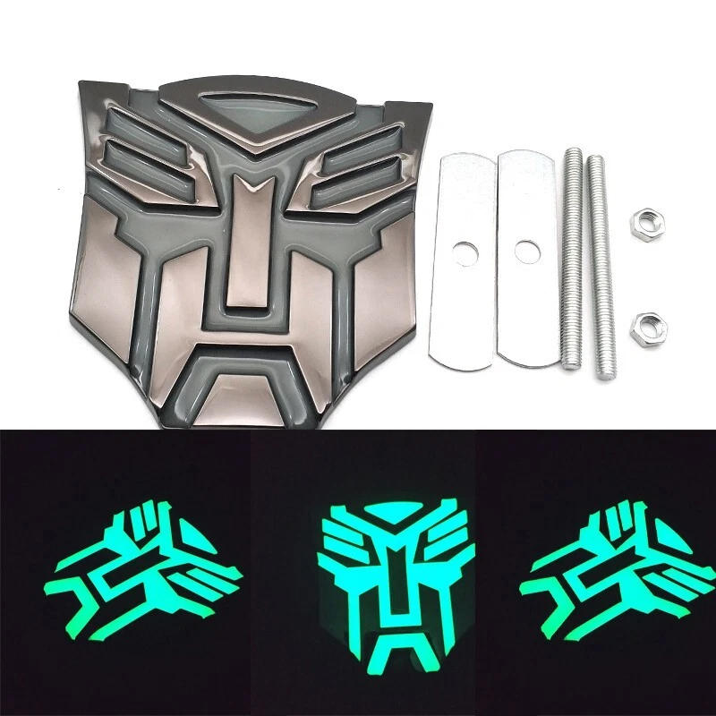 3D Metal Grill Glossy Black Transformers Autobot Badge Mount Front Grille Emblem - Imagem 1 de 4