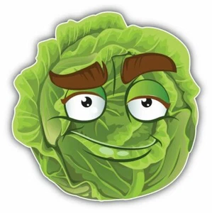 Cabbage Grins Smile Funny Cute Cartoon Sticker Decal Design "SIZES" - Picture 1 of 1