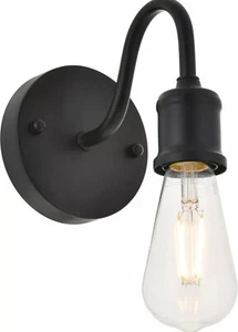 Elegant Lighting LD4028W5 schwarze Serife Einzelleuchte 5" Höhe Badezimmer Wandleuchte - Bild 1 von 3