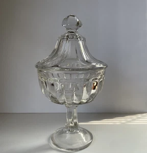Vintage Clear Glass Covered Compote Candy Dish - Picture 1 of 4