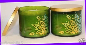 2 Jars Bath & Body Works EUCALYPTUS SPEARMINT 3-Wick Candle 14.5 oz WINTER 2013 - Picture 1 of 1