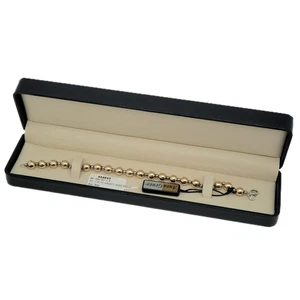 Macy's Aura Gento Sterling Silver 1/20 14k Gold Ball Bead Bracelet - Picture 1 of 7