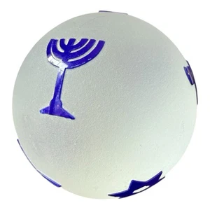 Correia Frosted Glass Hanukkah Orb Paperweight Chai Menorah Star of David - Picture 1 of 8