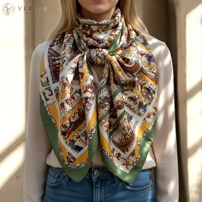 RARO VINTAGE HERMES Bufanda de Seda "A la Gloire de Guillaume" Carre 90 - Imagen 1 de 4