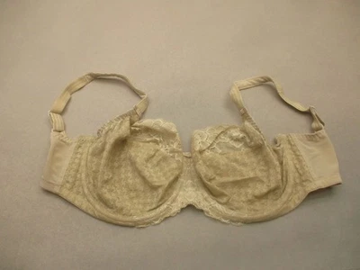 30H PANACHE Women Beige Lace Unlined Underwire Back Close Wide Strap Demi Bra 1C - image 1 of 4