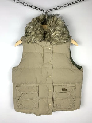 Abrigo de plumón chaleco acolchado Ralph Lauren de mezclilla y suministros para mujer talla M capucha de piel sintética Y2K Foto 1 de 4