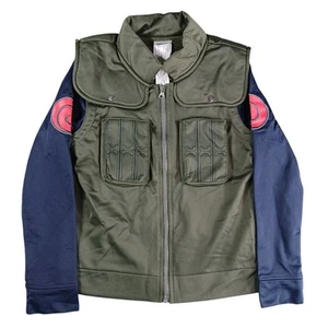 Vintage Naruto Shippuden Jacket Boys Medium Green Zipper Pockets Stretch - Picture 1 of 7
