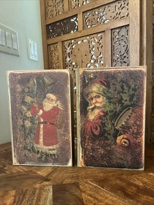 Kunstbuch Holz Weihnachten 2er Set geheime Punkte oder Geschenkverpackung Alternative 10x7x5 - Bild 1 von 6