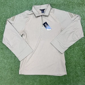 511 Tactical Shirt Mens XL Tan Cotton Quarter Zip Flex Tac TDU Rapid 5.11 NWT - Picture 1 of 9