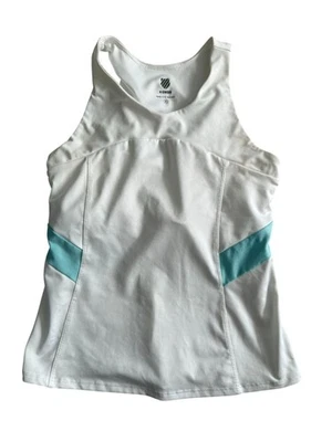 Camiseta sin mangas K SWISS para mujer blanca azul entrenamiento tenis talla pequeña Foto 1 de 4