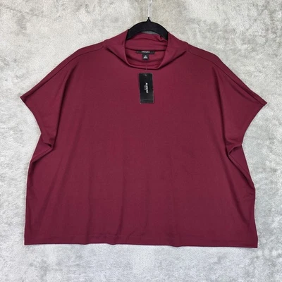 Alfani Shirt Womens Petite Medium Burgundy Mock Neck Dolman Sleeve Stretch Knit - Image 1 of 4