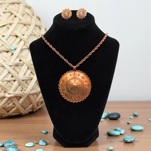 Collana e orecchini clip vintage Bell Trading Post tribale rame sud-ovest - Foto 1 di 14