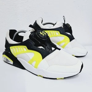 Puma Disc Blaze Electric White Black Safety Yellow Men's Size UK 8 Trainers VGC - Picture 1 of 23