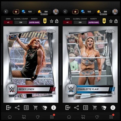 Topps WWE SLAM *DIGITAL* - Chrome Signature x165 Cards, Becky & Charlotte Awards - Image 1 of 2