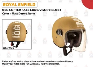 ROYAL ENFIELD MLG COPTER "OPEN FACE HELMET WITH LONG VISOR MATT DESERT STORM" - Foto 1 di 10