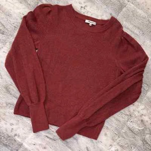 Madewell Maroon Burgundy Puff Shoulder Knot Crewneck Sweater- size medium - Picture 1 of 4