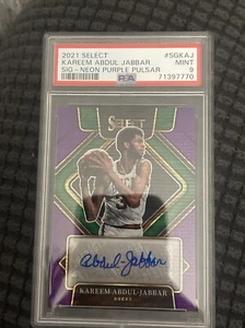 21-22 Select Signatures Kareem Abdul-Jabbar Auto Neon Purple Pulsar /15 PSA 9 - Picture 1 of 2