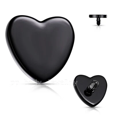 14G 4mm Heart Dermal Anchor Top Part PVD Plated 316L Surgical Steel - Image 1 of 2